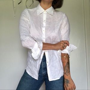 White Linen J Crew Button Down